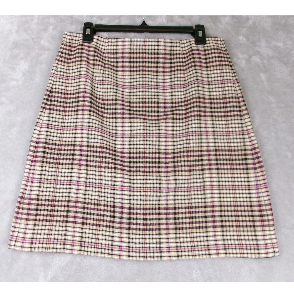 Ann Taylor Plaid A-Line Lined Skirt Size 8 Tall Preppy Academia